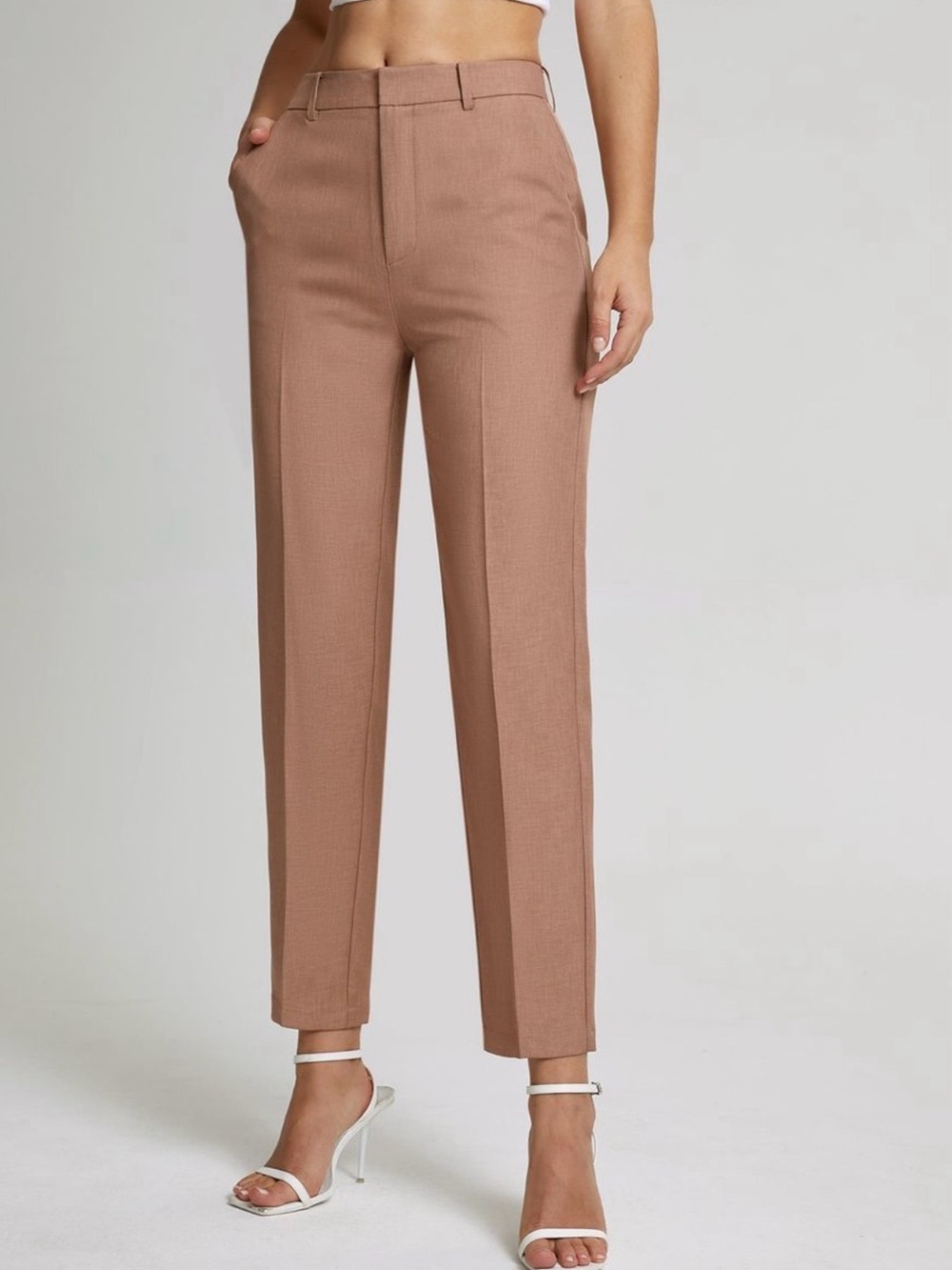 NWT Commense Tailored High-Rise Straight Leg Pants - Tan L